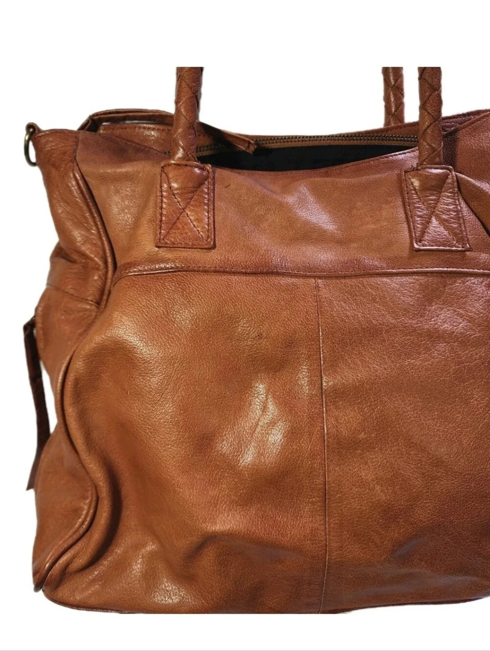 Day & Mood Soft Genuine Leather Purse Bag Satchel Phoebe Tote Top Handles EUC